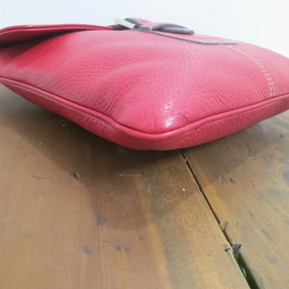 LOEWE Vintage Cherry Red Pebbled Calfskin Leather Crossbody Bag 8.5x10